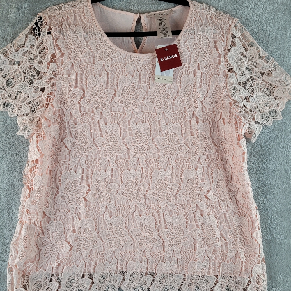 Philosophy Light Pink Lace Blouse